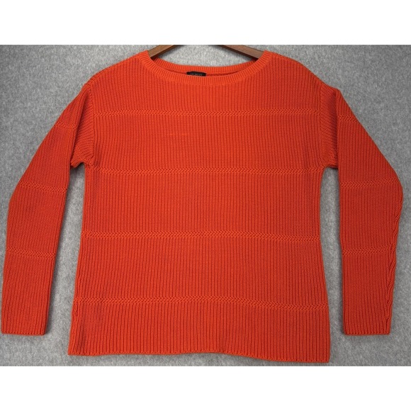 Talbots Sweaters - Talbots Orange Textured Knit Sweater S Pima Cotton Boxy Casual Spring Timeless
